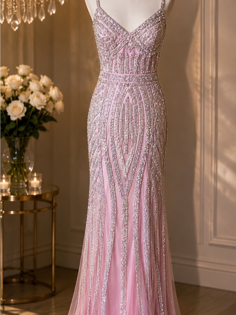 Amari Pink Sequin Prom Dress Size 8 Formal Evening Gown